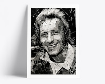 Plakat Dennisa Lawa | Wydruk artystyczny z legendą futbolu | Kolaż z gazet i magazynów