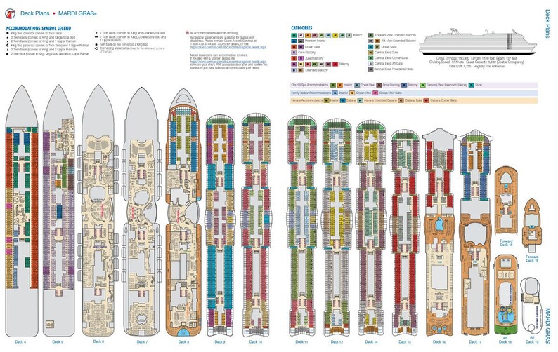 Carnival Mardi Gras Ship Map & Deck Plans Etsy