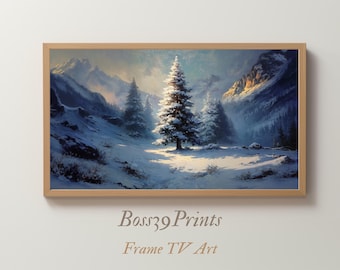 Samsung Frame TV Art | Majestic Winter Pine | Solitary Tree Painting | Moody Nature 4K