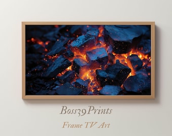 Frame TV Art, Glowing Embers Abstract, Modern Fireplace Screen (Digital Download)