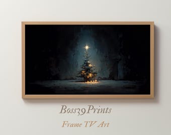 Moody Christmas Tree Art | Minimalist Frame TV Art | Vintage Holiday Decor #5-10