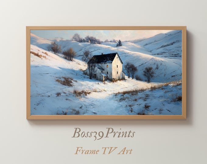 Moody Winter Farmhouse TV Art | 4K Screensaver (Digital Download) #6-5