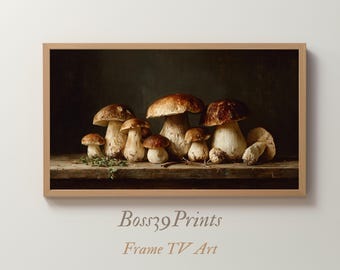 Mushroom Oil Painting, Dark Cottagecore Kitchen Print (Digital Download)