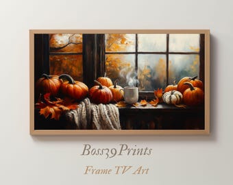 Cozy Autumn Pumpkin Still Life, Frame TV Art (Digital Download)