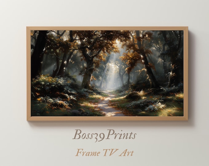 Moody Autumn Forest TV Art, Golden Leaves Screensaver (Digital Download)