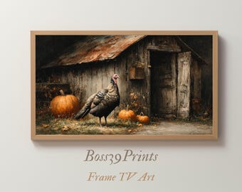 Thanksgiving Frame TV Art | Moody Turkey Farmhouse #4-8