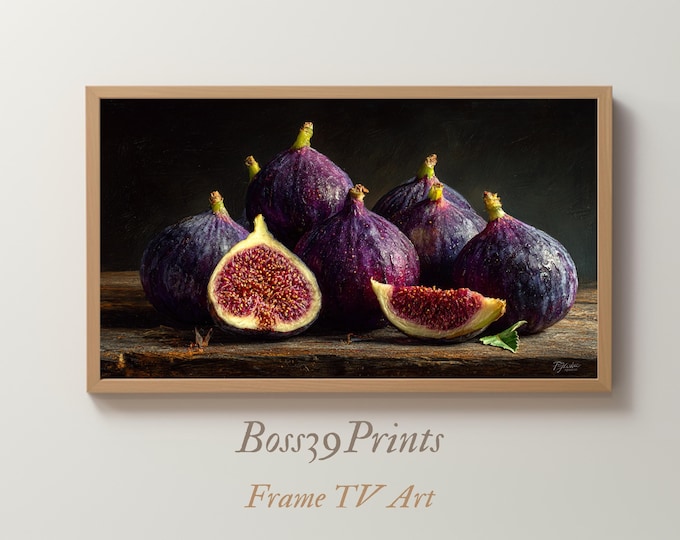 Moody Fig Oil Painting, Dark Academia Kitchen Art (Digital Download)