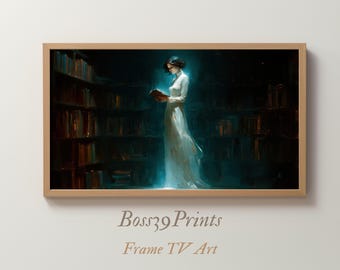 Victorian Ghost Library Frame TV Art, Dark Academia Screensaver (Digital Download)
