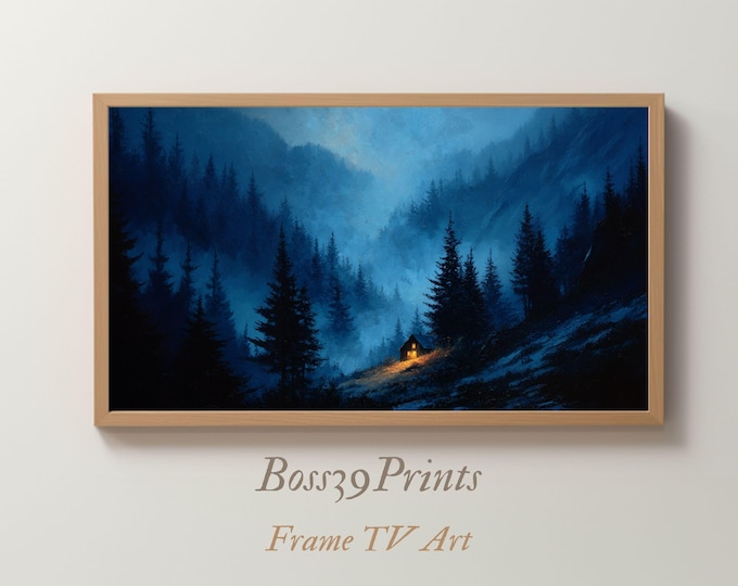 Moody Cabin Landscape, Samsung Frame TV Art (Digital Download)