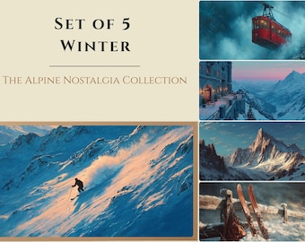 Vintage Ski Art | Samsung Frame TV, Alpine Nostalgia (Digital Download)