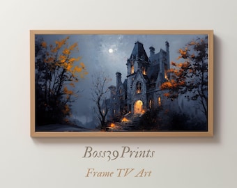 Gothic Mansion Frame TV Art, Spooky Halloween Screensaver (Digital Download)