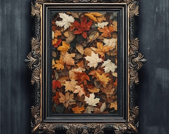 Autumn Leaves Print, Rustic Fall Foliage Wall Art (Digital Download)