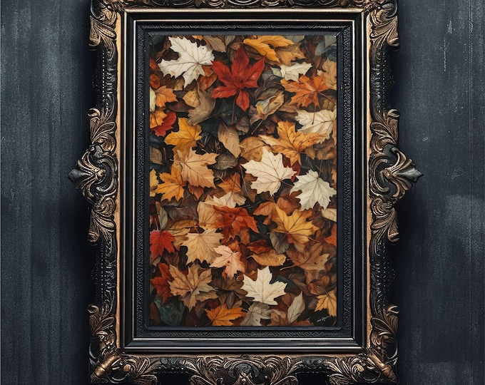 Autumn Leaves Print, Rustic Fall Foliage Wall Art (Digital Download)