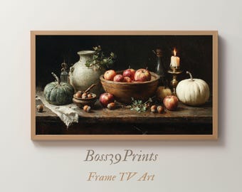 Autumn Still Life Frame TV Art | Moody Harvest Painting #4-7