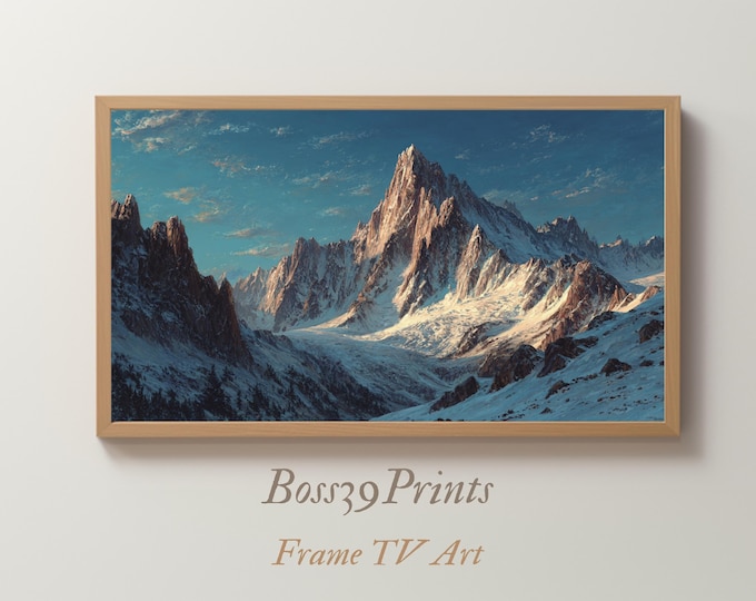 Alpine Mountain Peak Oil Painting for Samsung Frame TV (4K Digital Download)
