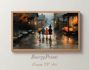 Nostalgic Halloween Frame TV Art, Trick or Treat Village (Digital Download)