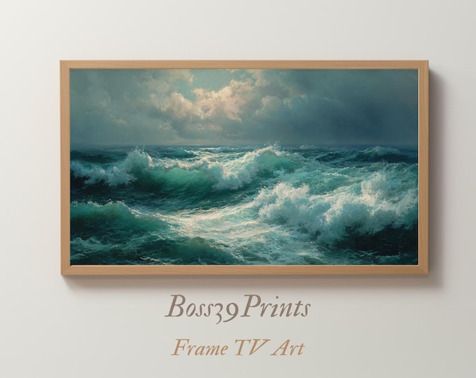 Turbulent Ocean Wave Painting for Samsung Frame TV (Digital Download)