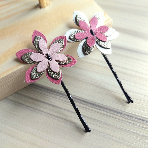 Barrettes cheveux en Cuir pour petite fille Barrette plate