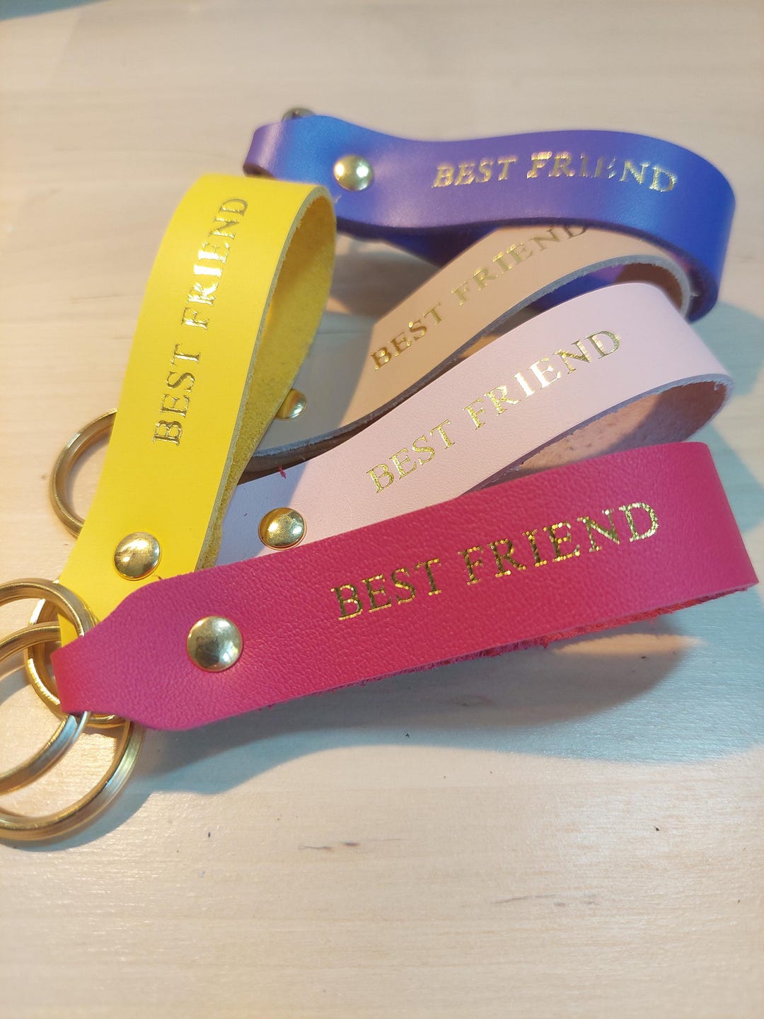Personalized Leather Keychain With Hot Stamping - BEST FRIEND ...