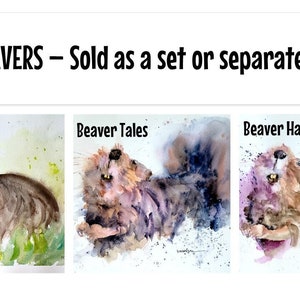 Beavers -- original/ watercolor/ painting/ 10x14 inches/ unframed/ beaver/ animal/ landscape/ available as set or separately