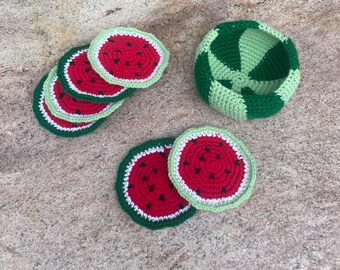 Crochet Watermelon Coasters
