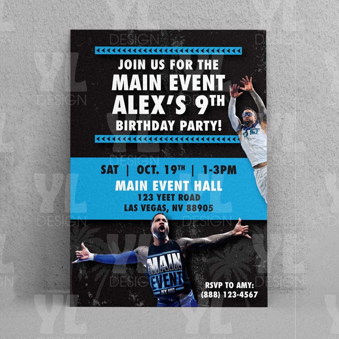Jey Uso Main Event Birthday Party Invitation WWE Birthday Party