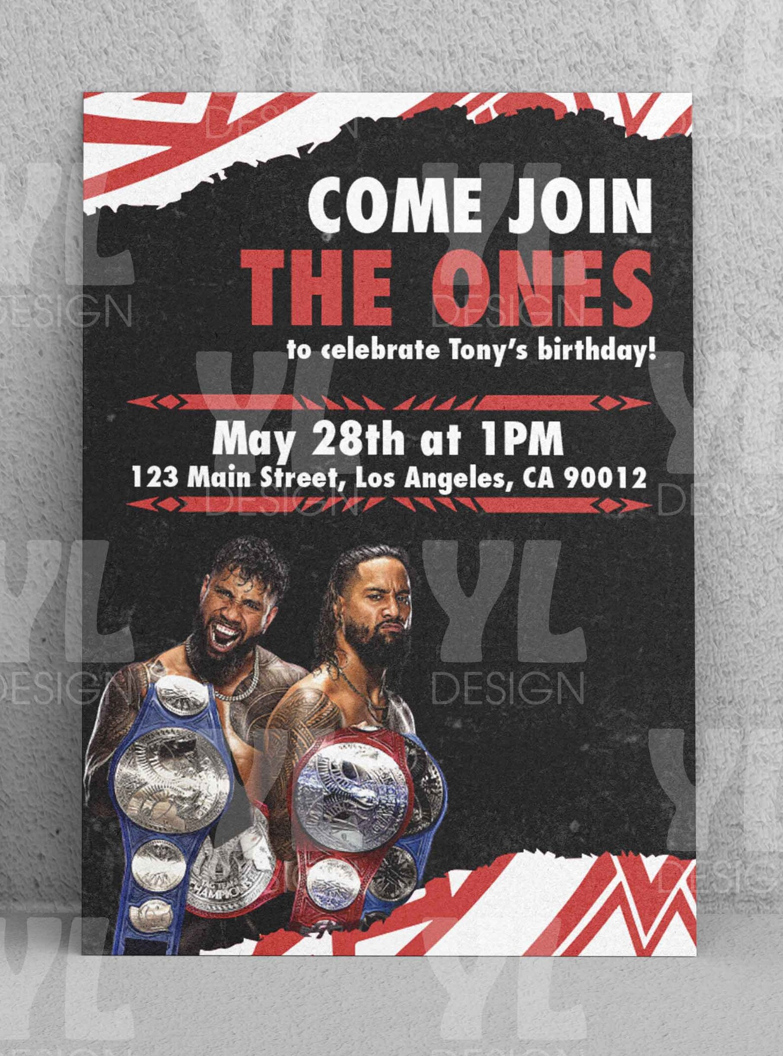 The Usos Birthday Party Invitation WWE Birthday Party Invitation the