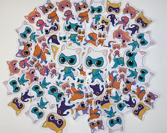 Superkitties stickers bundle 12 stickies in 3 sizes