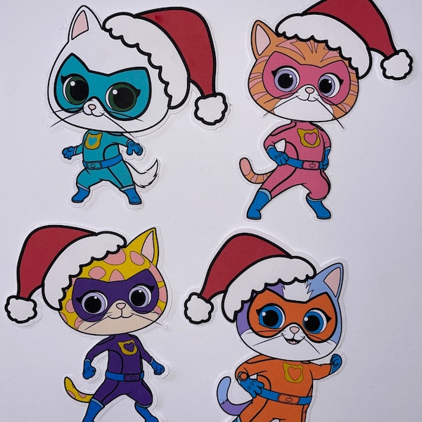 Superkitties Christmas stickers bundle 4 stickers