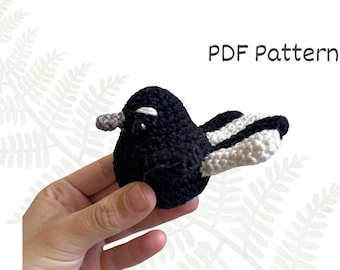 Padrão de crochê Fantail da Nova Zelândia: Pīwakawaka Amigurumi (padrão PDF)