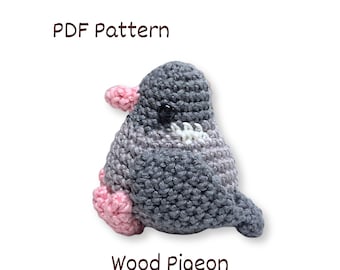 Padrão de crochê de pombo-torcaz. Amigurumi de pássaro de pelúcia (padrão em PDF)