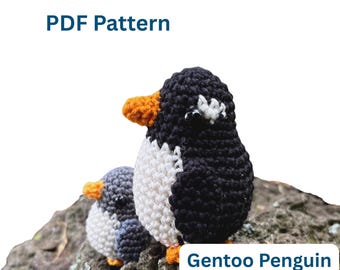 Padrão de crochê de pinguim-gentoo, amigurumi de pássaro (padrão em PDF)