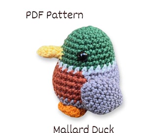 Padrão de crochê de pato-real. Pelúcia de pássaro amigurumi do Reino Unido (padrão em PDF)