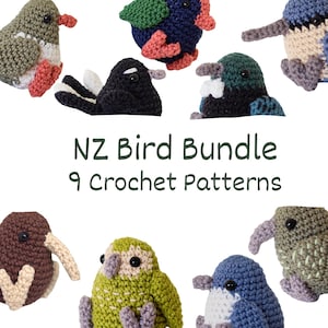 NZ Birds Crochet Pattern Bundle: Amigurumi Kiwi, Kakapo, Little Penguin, Kereru, +more (PDF Pattern)