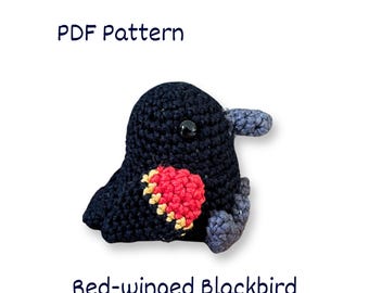 Virkmönster för rödvingad koltrast: Amigurumi fågelplysch (PDF-mönster)