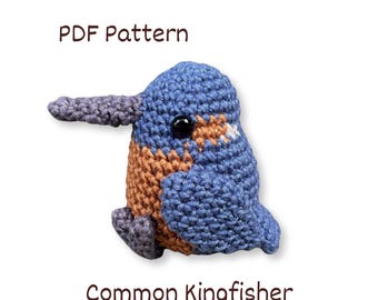 Padrão de crochê de martim-pescador-comum. Pelúcia de pássaro amigurumi do Reino Unido (padrão em PDF)
