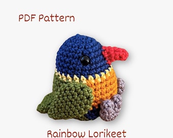 Rainbow Lorikeet Crochet Pattern: Australia Amigurumi Bird Plushie (PDF Pattern)