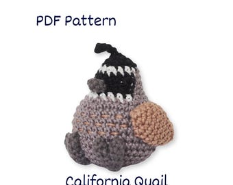 Haakpatroon Californië kwartel: amigurumi-vogelknuffel (pdf-patroon)