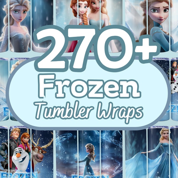 Frozen Tumbler Wrap Bundle 270+, 20oz Skinny Tumbler PNG wrap, Digital Elsa Tumbler designs Template, Gift for her, Cartoons, Kids tumbler