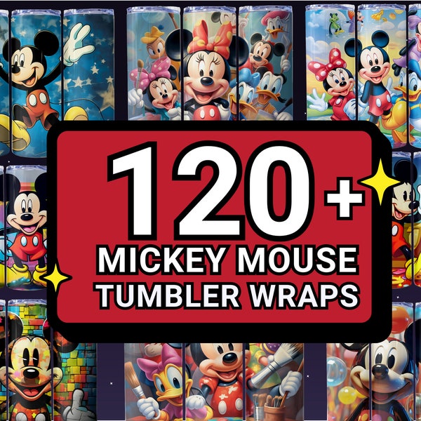120+ Mickey Tumbler Wrap Bundle, 20oz Skinny Tumbler Wrap, 20 oz Tumbler Png Sublimation Design, Digital Instant Download Designs Templates