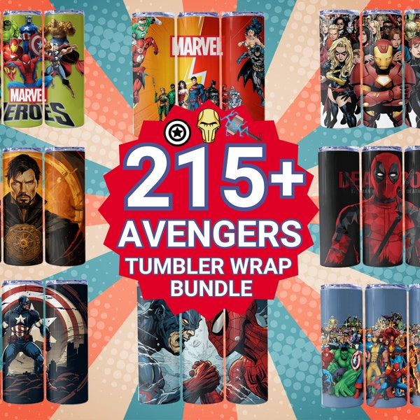 215+ Superheroes Tumbler Wrap Bundle, 20oz Skinny Tumbler Wrap Design, Straight Sublimation Tumbler Wrap PNG, Digital Download, Cartoon Wrap