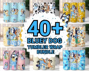 40+ Blue Dog Tumbler Wrap Bundle, 20oz and 12oz Skinny Tumbler Wrap, Tumbler PNG Sublimation Design, Commercial Use Design Template, Cartoon