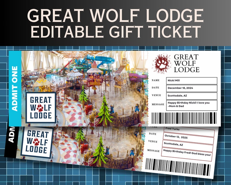 Great Wolf Lodge Ticket, Great Wolf Lodge Printable Ticket Template