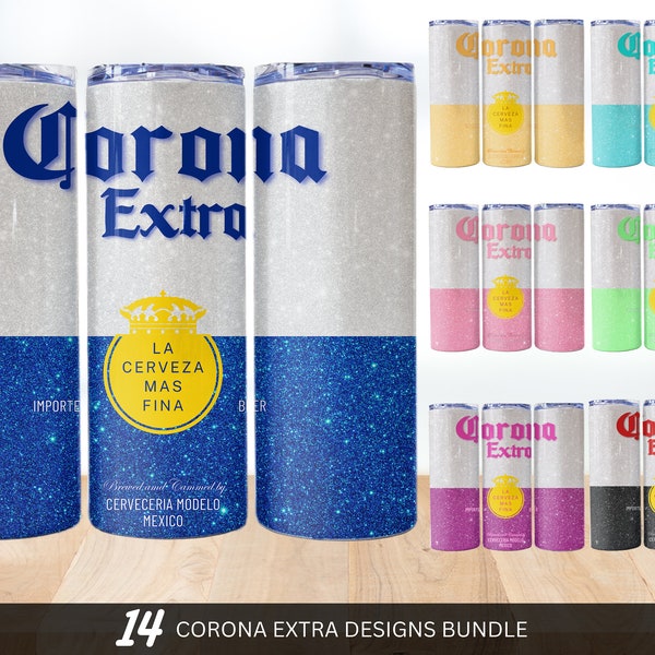 Corona Extra Tumbler Wrap, Corona Glitter Wrap, 20oz Skinny Sublimation Tumbler, Instant download, Beer Alcoholic Drink Bestseller Beverage