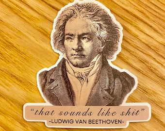 Beethoven composer vinyl sticker music lover musician orchestra piano teacher band classroom class funny decal gift  laptop notebook present