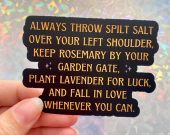 Practical Magic sticker Halloween movie quote witch magic salt rosemary quote spell bestie gift idea water bottle sticker laptop sticker