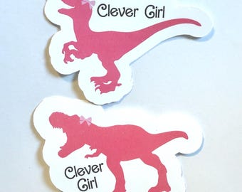 Jurassic Park vinyl sticker Clever Girl Jurassic World Dinosaur raptor TRex cute funny decal gift laptop water bottle notebook present
