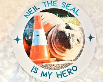 Neil the Seal hero sticker adult kids TikTok instagram viral elephant seal funny decal gift laptop journal notebook cute present sticker for