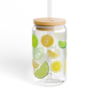 Lemon Lime Sipper Glass, Citrus Burst Glass, Lemon Lime Art, Lemon Decor image 10