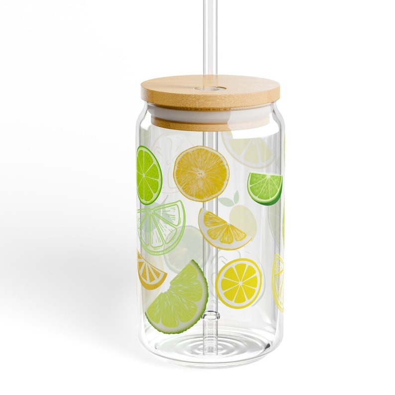 Lemon Lime Sipper Glass, Citrus Burst Glass, Lemon Lime Art, Lemon Decor image 10